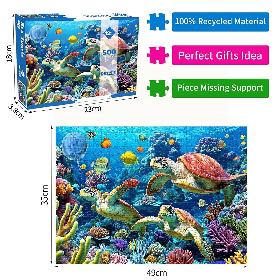 Amazon.com: 500 Piece Jigsaw Puzzle for Adults -Sea Turtle